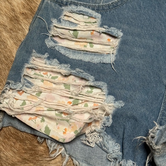 SHEIN Blue Distressed Jean Shorts - Picture 8 of 12